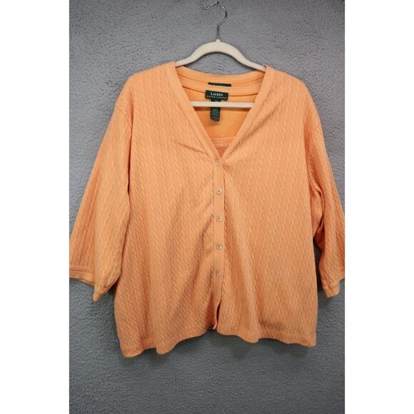 Lauren Ralph Lauren Orange Cable Knit Tank Top and Sweater Set-Size 3X - Picture 1 of 15